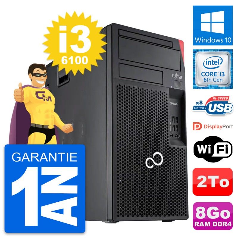 Fujitsu Esprimo P557 MT Desktop PC - Intel i3-6100, 8GB RAM, 2TB HDD, Windows 10, WiFi