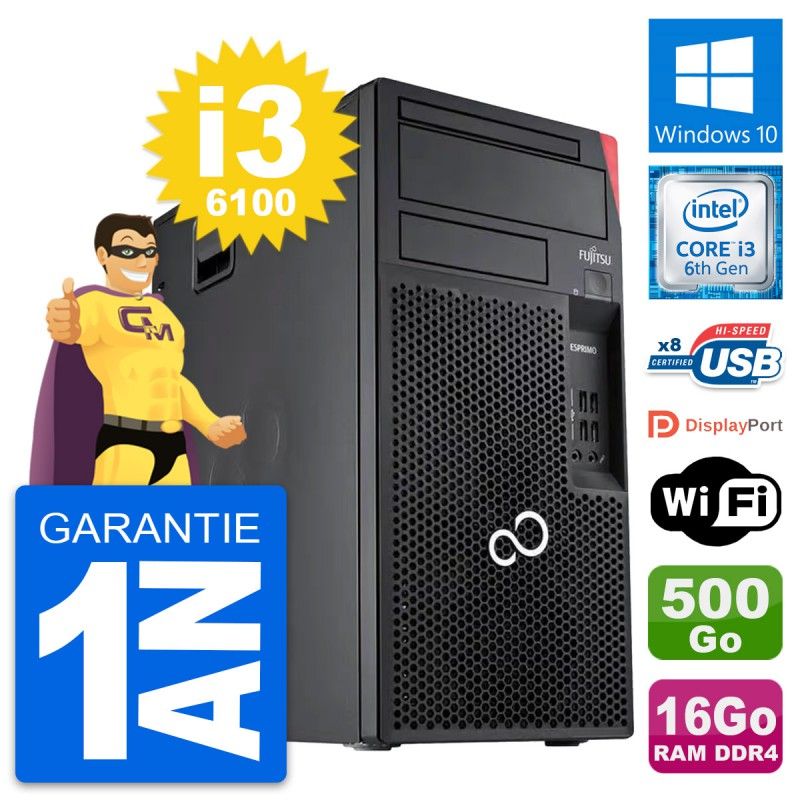 Fujitsu Esprimo P557 Desktop PC - Intel Core i3-6100, 16GB RAM, 500GB HDD, Windows 10, WiFi