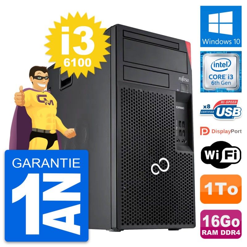 Fujitsu Esprimo P557 MT - Core i3-6100, 16GB RAM, 1TB HDD, Windows 10, WiFi