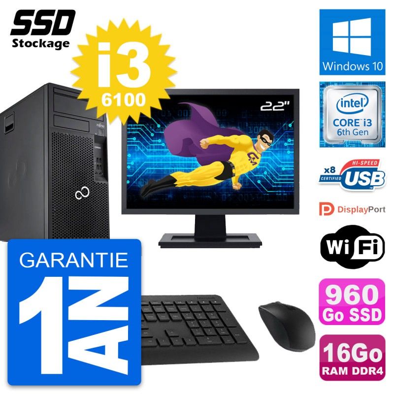 Fujitsu P557 22-inch All-in-One PC - Intel i3, 16GB RAM, 960GB SSD, Windows 10