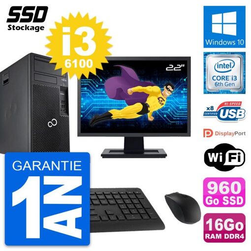 Fujitsu P557 22-inch All-in-One PC - Intel i3, 16GB RAM, 960GB SSD, Windows 10