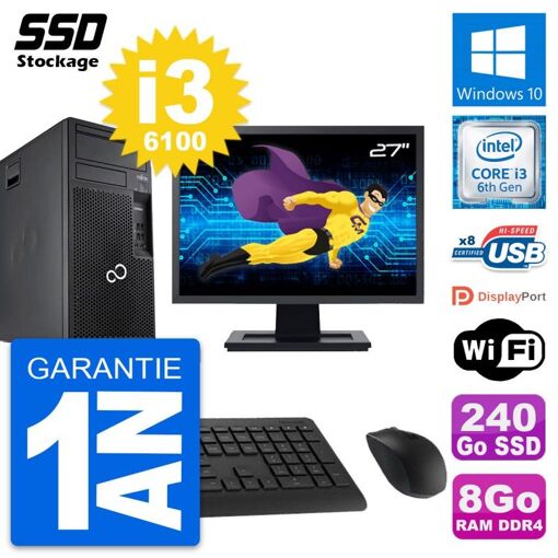 Fujitsu P557 MT 27-Inch PC - Core i3, 8GB RAM, 240GB SSD, Windows 10, WiFi