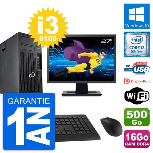 Fujitsu Esprimo P557 MT 27-Inch Computer - i3-6100, 16GB RAM, 500GB HDD, Windows 10, WiFi