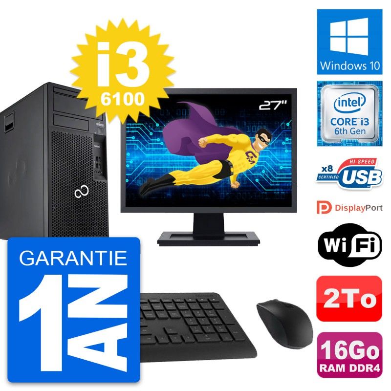 Fujitsu P557 27-inch All-in-One PC - i3-6100, 16GB RAM, 2TB HDD, Windows 10
