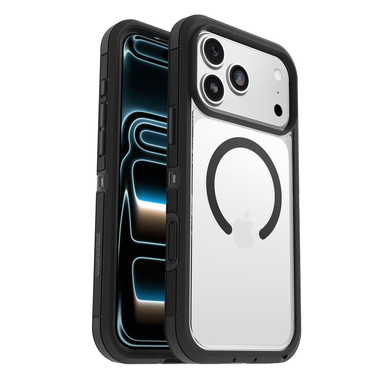 Caja protectora OtterBox Defender Pro XT Serie Clara para iPhone 17 Pro Max, Transparente/Negro
