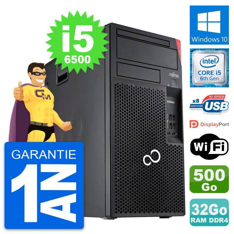 Fujitsu Esprimo P557 Desktop PC - Intel i5-6500, 32GB RAM, 500GB Storage, Windows 10, WiFi