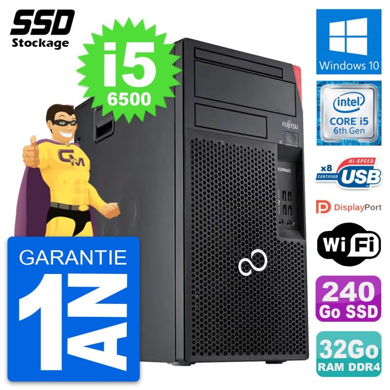 Fujitsu Esprimo P557 MT Desktop PC - Intel i5-6500, 32GB RAM, 240GB SSD, Windows 10, WiFi