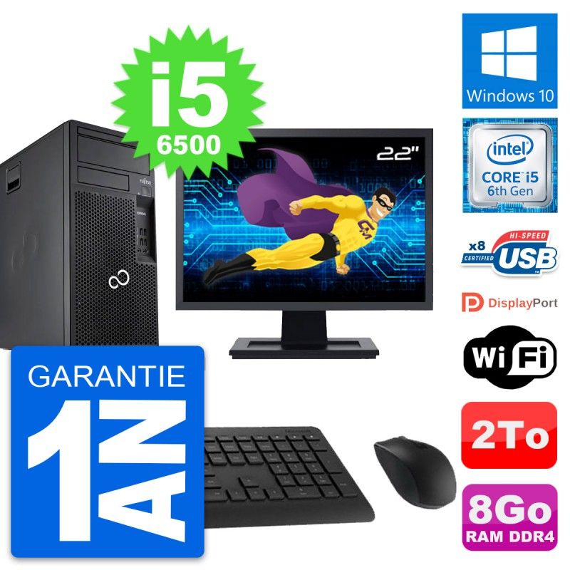 Fujitsu P557 22-Inch PC Tower - Intel i5-6500, 8GB RAM, 2TB HDD, Windows 10, WiFi