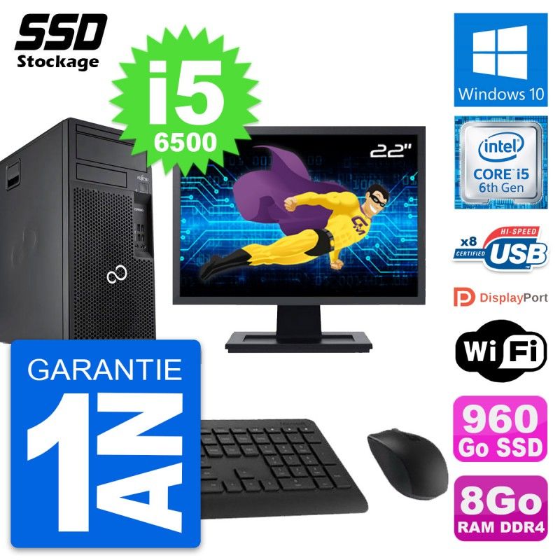 Fujitsu P557 MT 22-Inch PC Tower - Core i5, 8GB RAM, 960GB SSD, Windows 10, WiFi