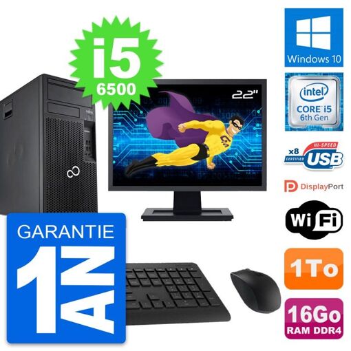 Fujitsu P557 22-Inch All-in-One PC with Intel i5-6500, 16GB RAM, 1TB HDD, Windows 10, WiFi