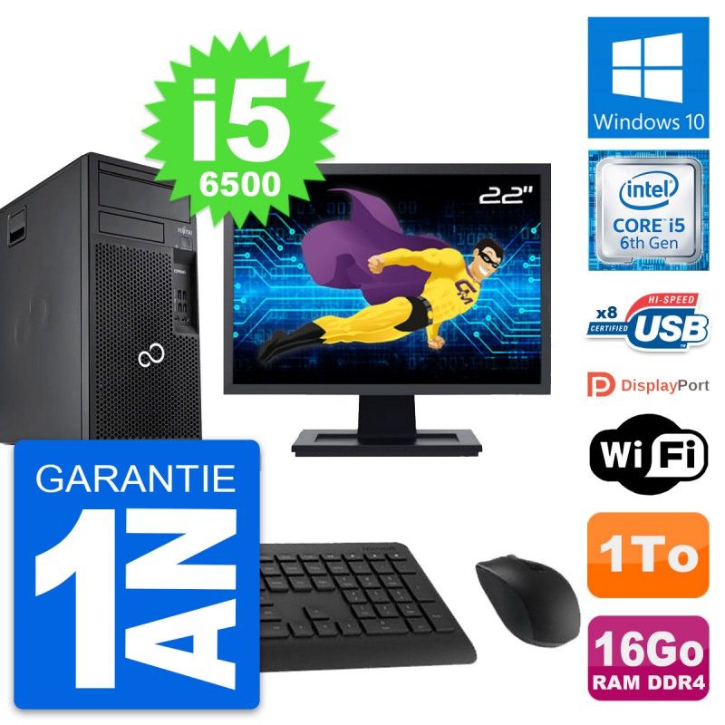 Fujitsu P557 22-Inch All-in-One PC with Intel i5-6500, 16GB RAM, 1TB HDD, Windows 10, WiFi
