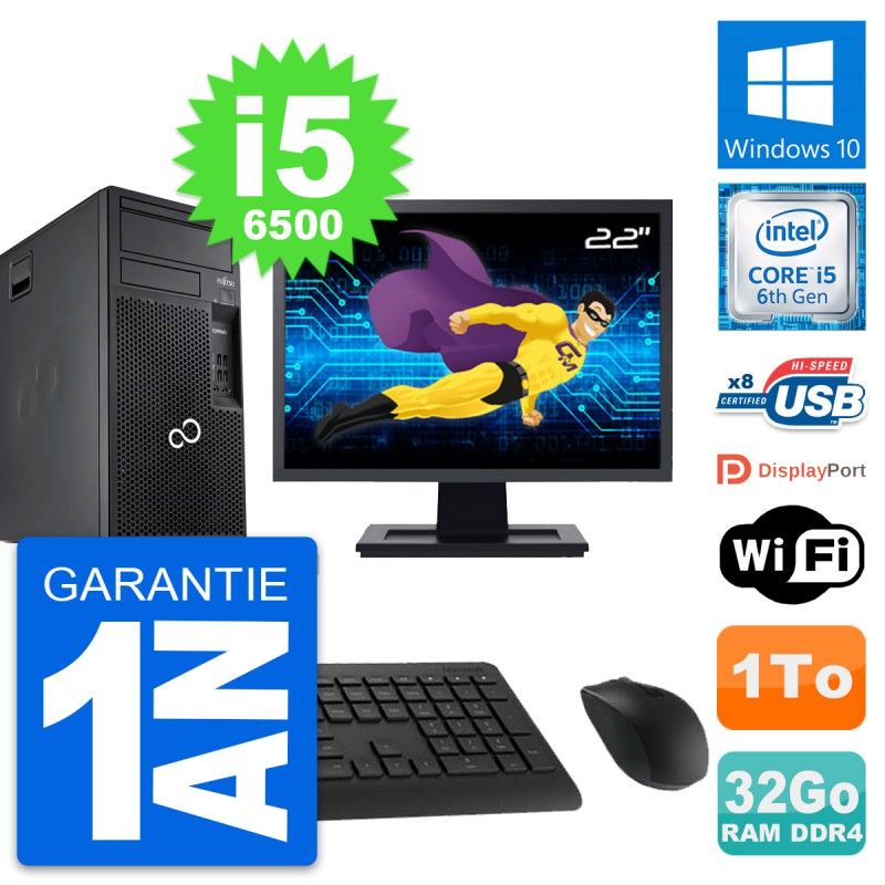 Fujitsu P557 22-Inch PC Tower - i5-6500, 32GB RAM, 1TB HDD, Windows 10, WiFi