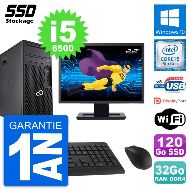 Fujitsu P557 22-Inch All-in-One PC - Intel i5, 32GB RAM, 120GB SSD, Windows 10, WiFi