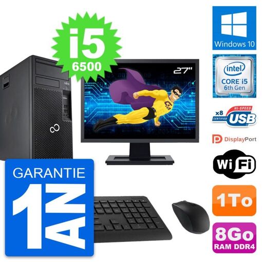 PC de sobremesa Fujitsu P557 de 27 pulgadas - Intel i5, 8 GB de RAM, 1 TB HDD, Windows 10, WiFi