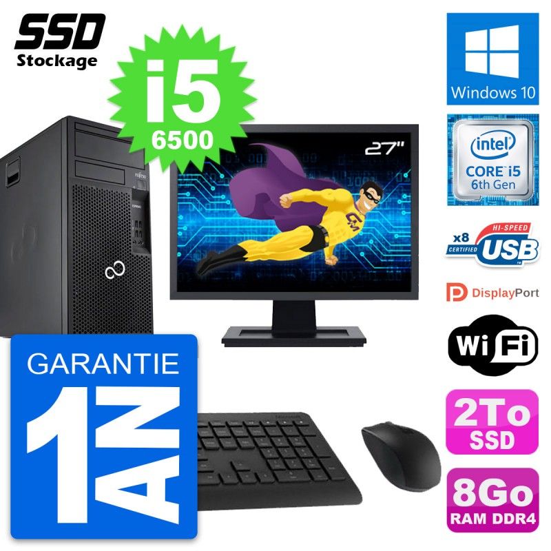 Fujitsu P557 MT 27-Inch PC Tower - Intel i5-6500, 8GB RAM, 2TB SSD, Windows 10, WiFi