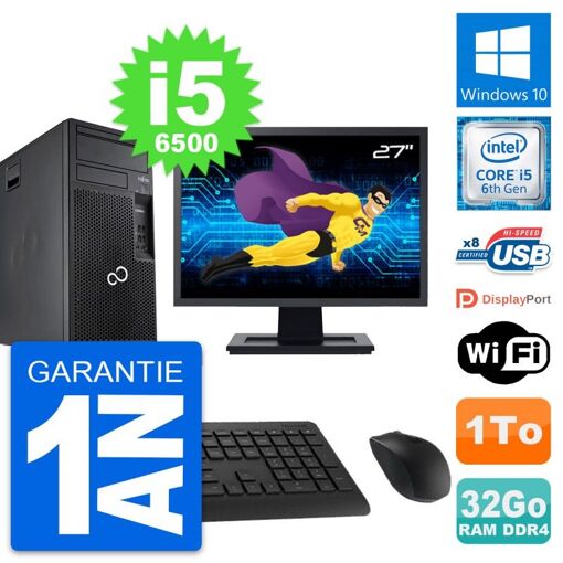 Torre de PC Fujitsu P557 - 27 pulgadas, i5-6500, 32GB de RAM, 1TB HDD, Windows 10, WiFi