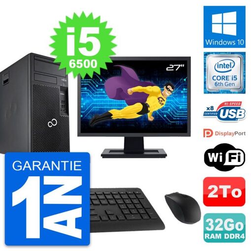 Fujitsu P557 27-Inch PC Tower - i5-6500, 32GB RAM, 2TB HDD, Windows 10, WiFi