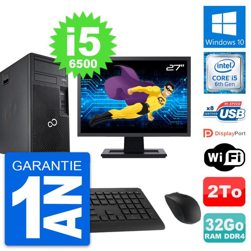 Fujitsu P557 27-Inch PC Tower - i5-6500, 32GB RAM, 2TB HDD, Windows 10, WiFi