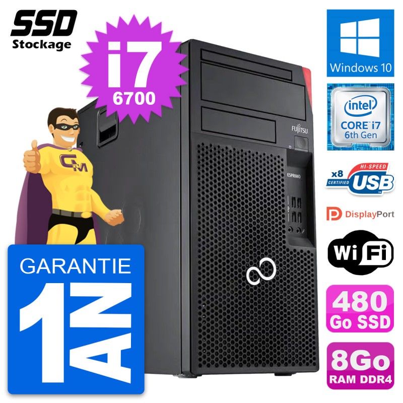 Fujitsu Esprimo P557 MT Desktop PC - Intel Core i7-6700, 8GB RAM, 480GB SSD, Windows 10, WiFi