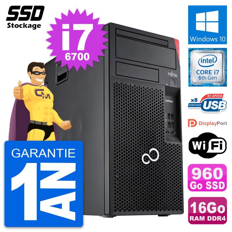Fujitsu Esprimo P557 MT Desktop PC - Intel i7-6700, 16GB RAM, 960GB SSD, Windows 10, Wifi