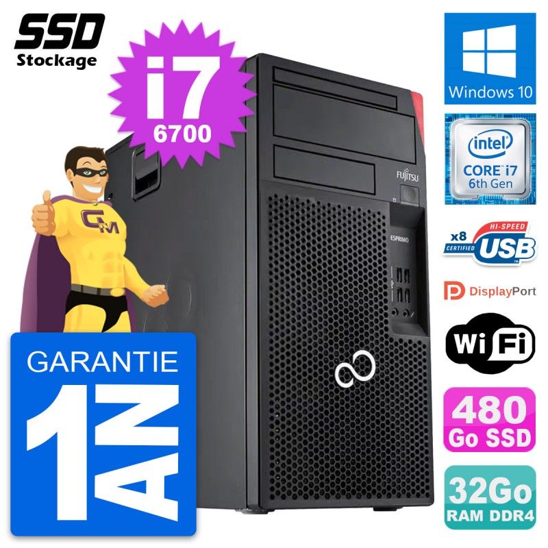 Fujitsu Esprimo P557 MT - Intel Core i7-6700, 32GB RAM, 480GB SSD, Windows 10