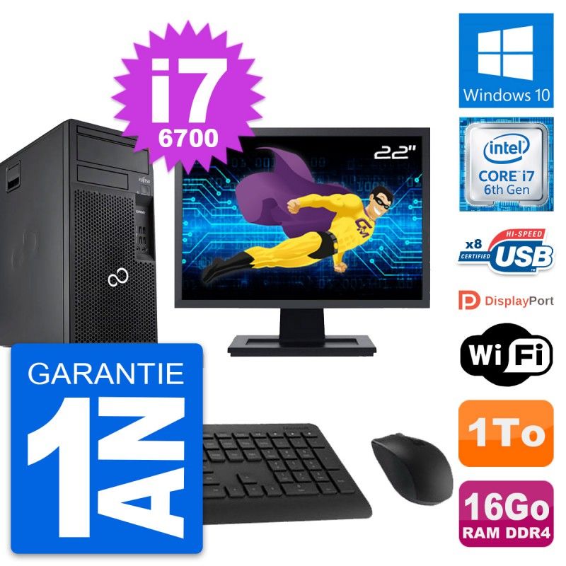 Fujitsu P557 22-inch PC Tower - Intel i7-6700, 16GB RAM, 1TB HDD, Windows 10