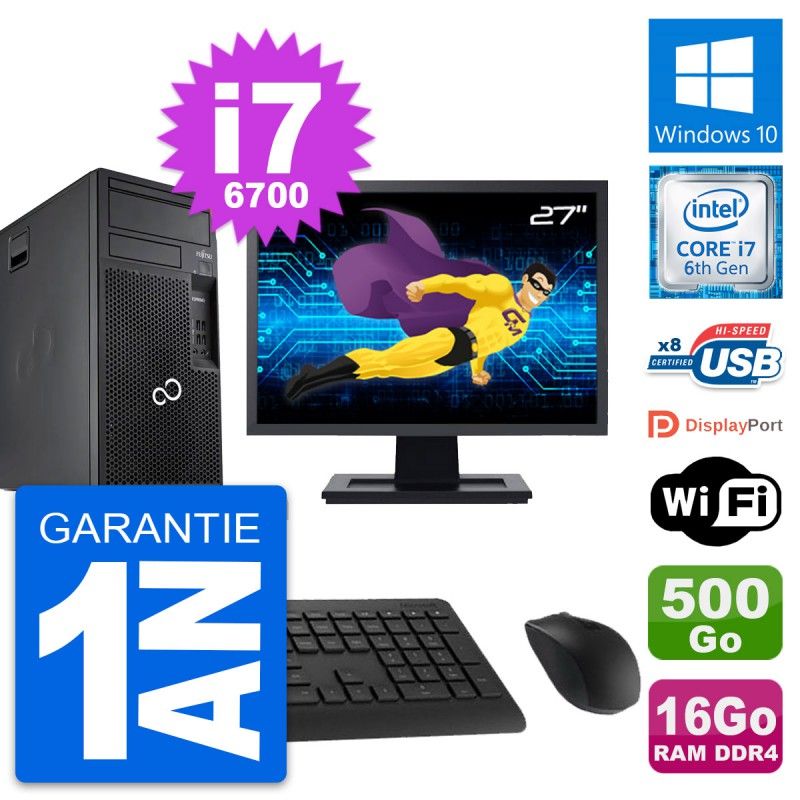 Fujitsu P557 MT 27-Inch PC - i7-6700, 16GB RAM, 500GB HDD, Windows 10, WiFi