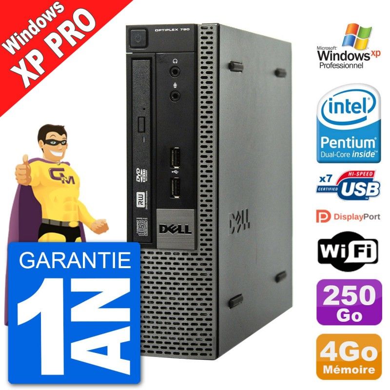 Dell OptiPlex 790 USFF Mini PC - Intel G630, 4GB RAM, 250GB HDD, Windows XP Pro