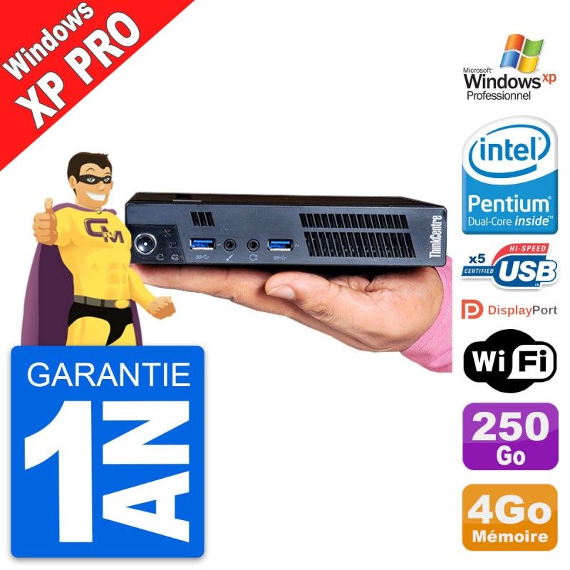 Lenovo M92p Tiny G2020T 4GB RAM 250GB HDD Windows XP Pro Ultra Mini PC