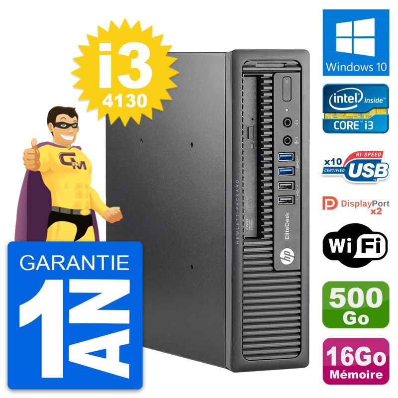 HP EliteDesk 800 G1 Mini PC - i3-4130, 16GB RAM, 500GB HDD, Windows 10, WiFi