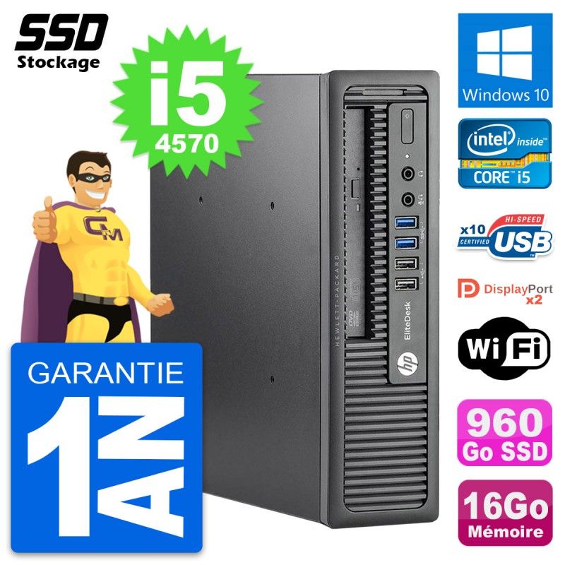 HP EliteDesk 800 G1 Mini PC - Core i5, 16GB RAM, 960GB SSD, Windows 10