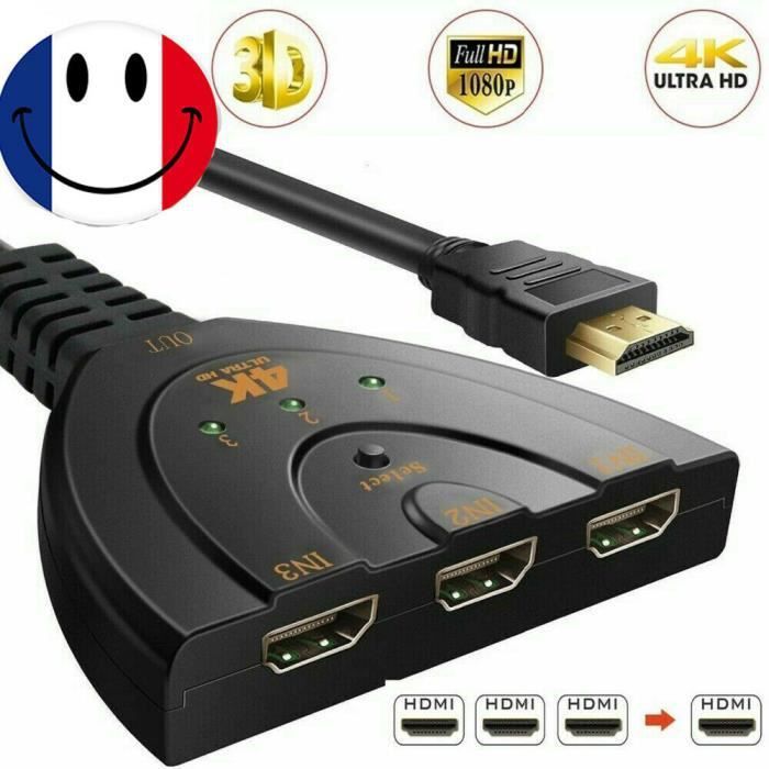 ISONIX 3-Port HDMI Splitter Cable 1080p Multi Switch HUB Box