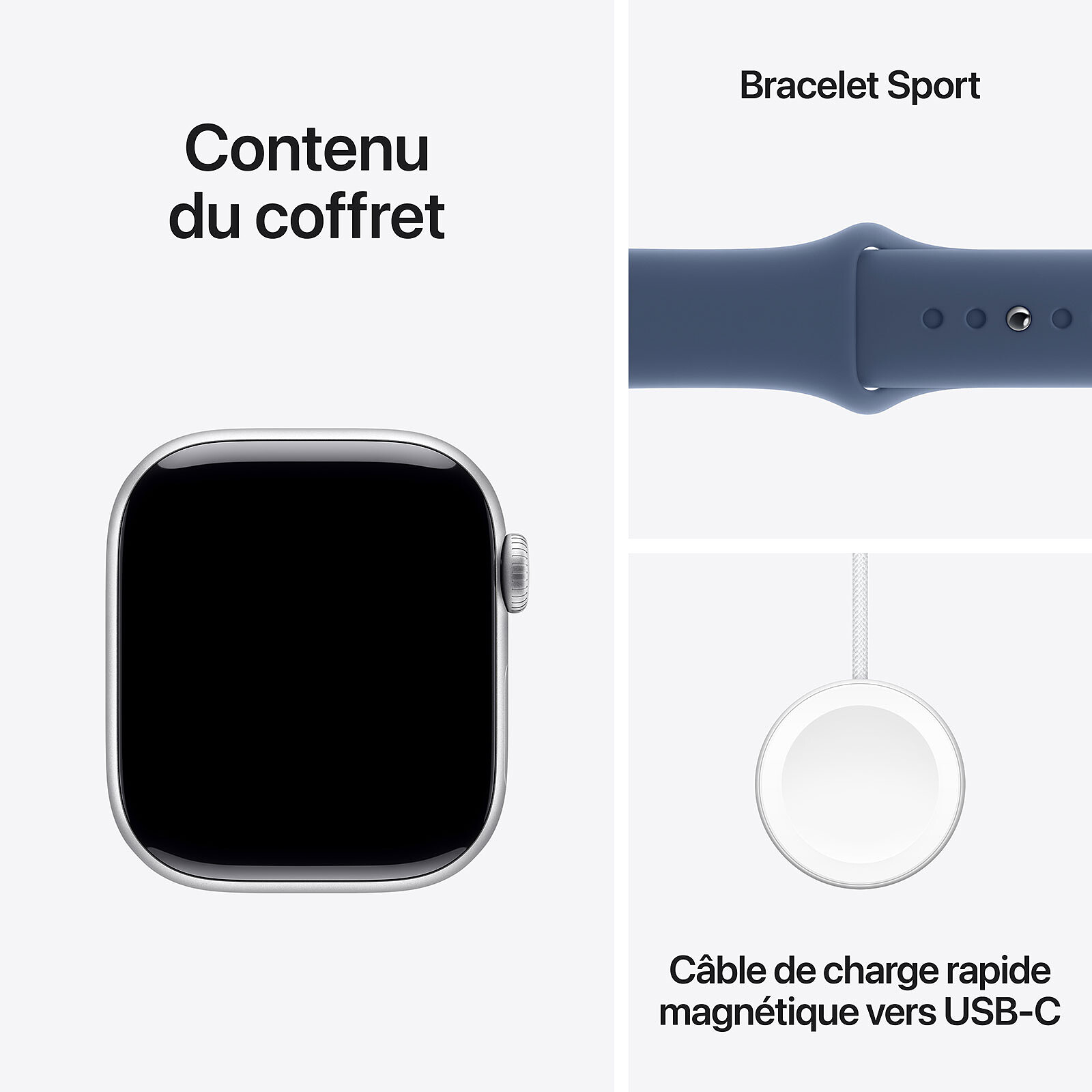 Apple Watch Series 10 GPS + Cellular 42 mm Aluminium Argent Sport Denim Band S/M