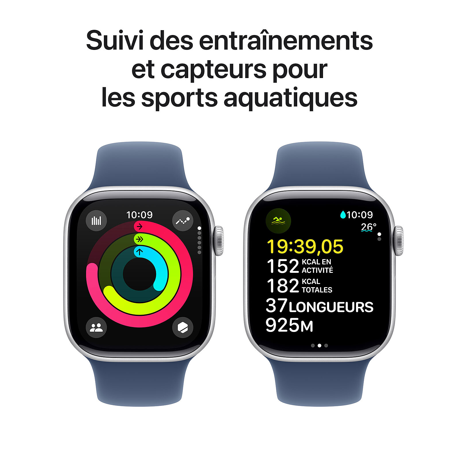 Apple Watch Series 10 GPS + Cellular 42 mm Aluminium Argent Sport Denim Band S/M