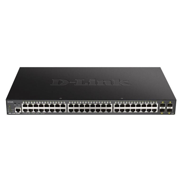 D-Link DGS 1250-52XMP - Switch - L3 Lite - Intelligent - 48x 10/100/1000 (PoE) + 4x 10G SFP+ - Rack-mountable - PoE (370W)