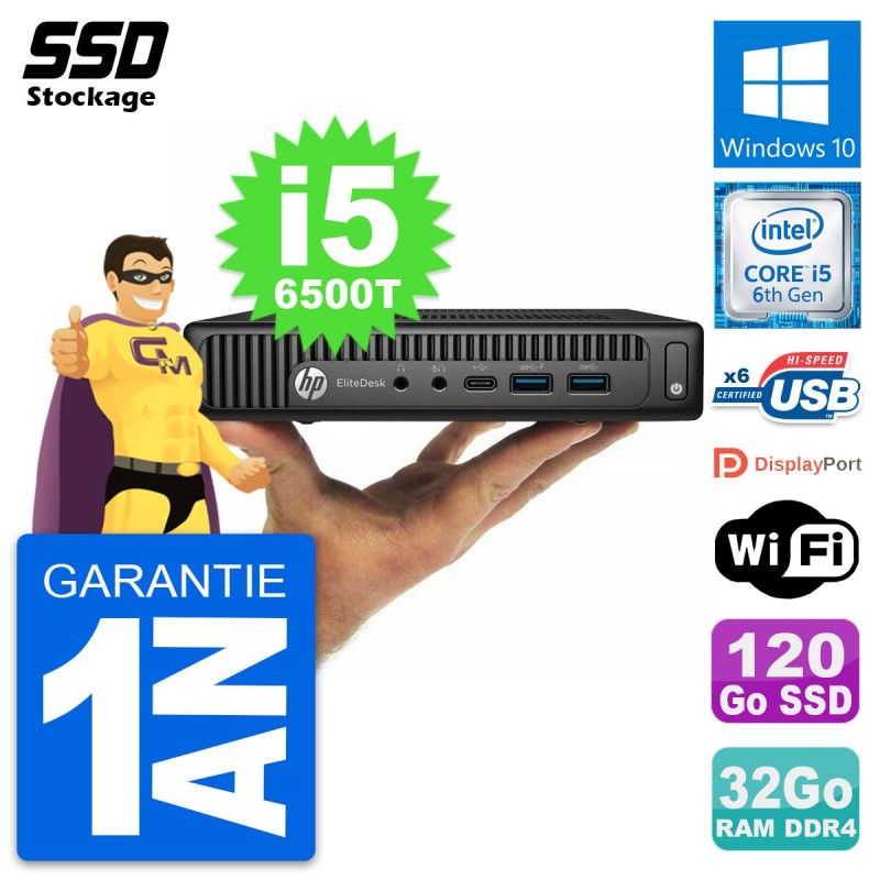 HP Ultra Mini PC 800 G2 DM - Core i5, 32GB RAM, 120GB SSD, Windows 10, Wifi
