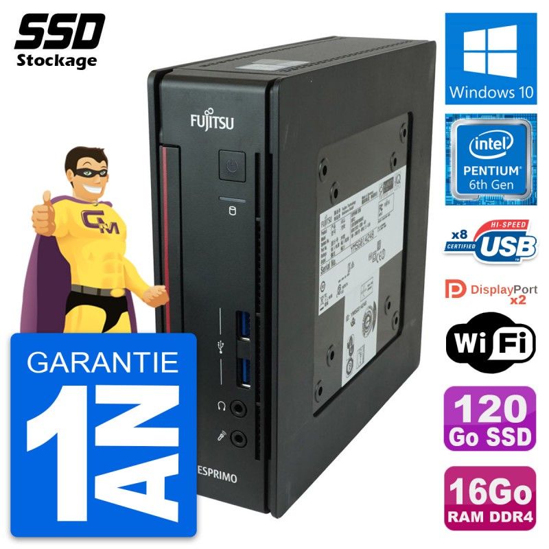 Fujitsu Esprimo Q956 Mini PC - Pentium G4400T, 16GB RAM, 120GB SSD, Windows 10, WiFi