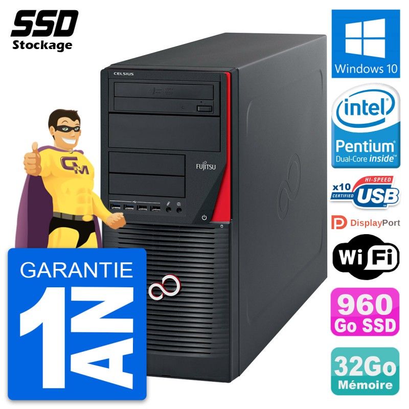 Fujitsu Celsius W530 MT - Pentium G3220, 32GB RAM, 960GB SSD, Windows 10, WiFi