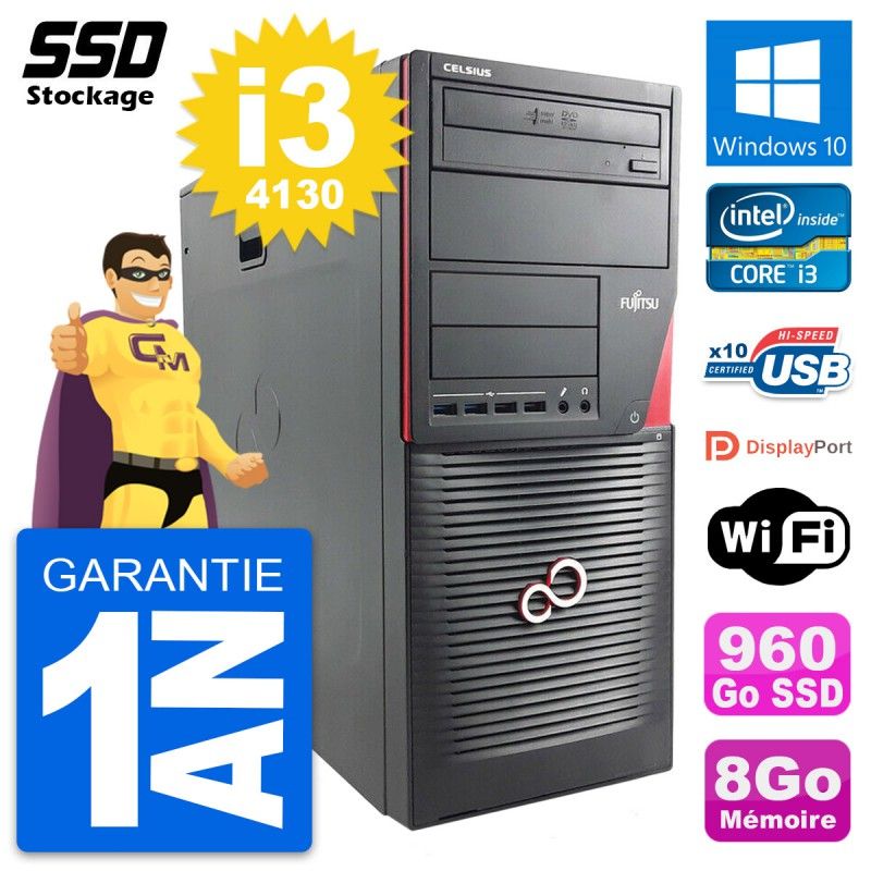 Fujitsu Celsius W530 MT Core i3-4130 8GB RAM 960GB SSD Windows 10 WiFi