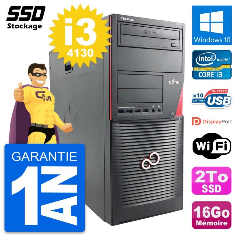 Fujitsu Celsius W530 MT Core i3-4130 16GB RAM 2TB SSD Windows 10 WiFi