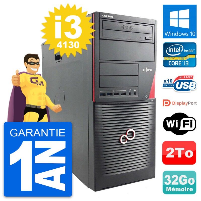 Fujitsu Celsius W530 PC - Intel i3-4130, 32GB RAM, 2TB HDD, Windows 10