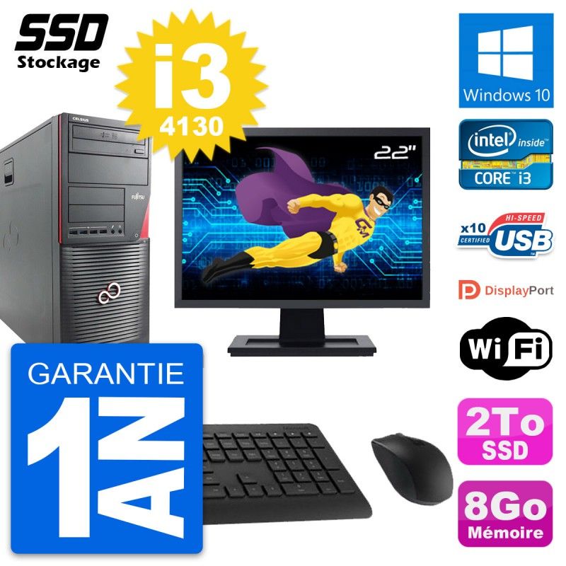 Fujitsu W530 MT 22-Inch Laptop - Intel i3-4130, 8GB RAM, 2TB SSD, Windows 10, Wifi