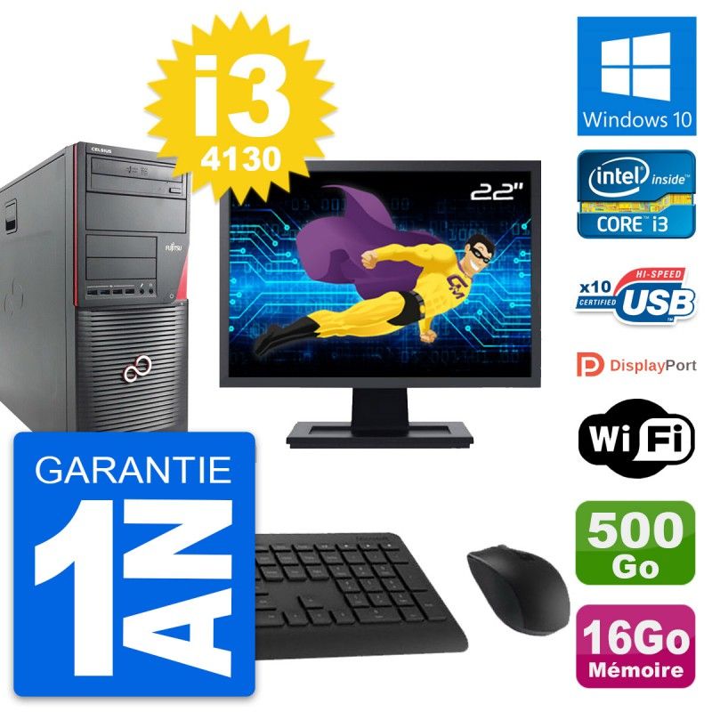 Fujitsu W530 MT 22-Inch Laptop - i3-4130, 16GB RAM, 500GB HDD, Windows 10, WiFi