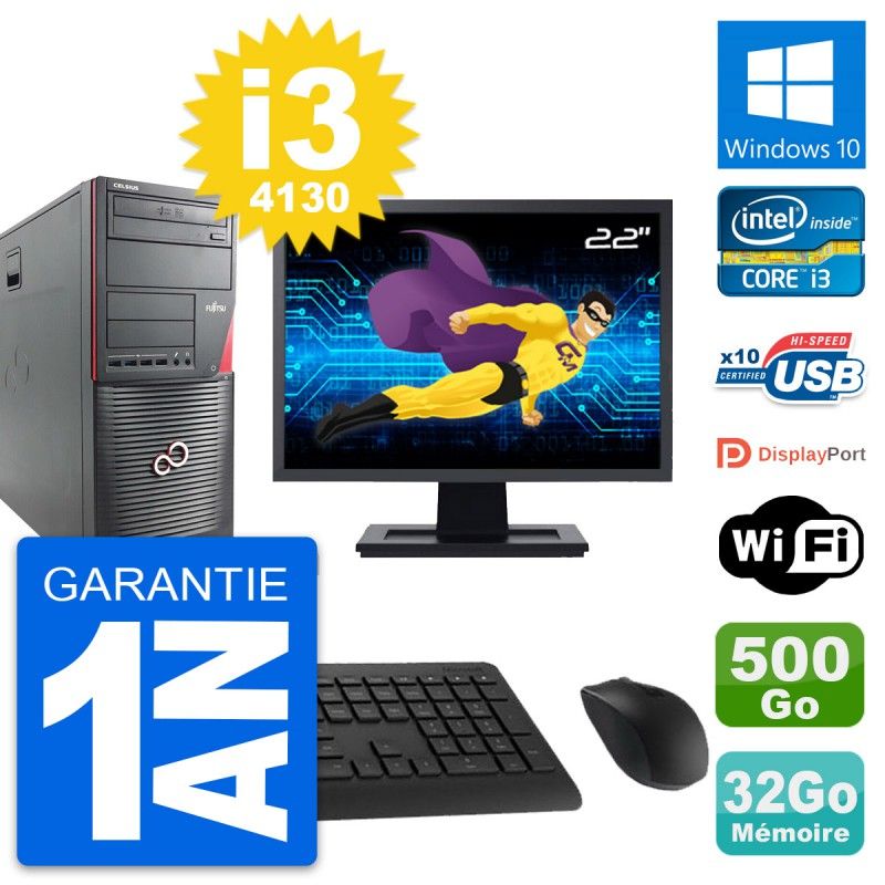 Fujitsu W530 MT 22-inch Laptop - i3-4130, 32GB RAM, 500GB HDD, Windows 10, WiFi