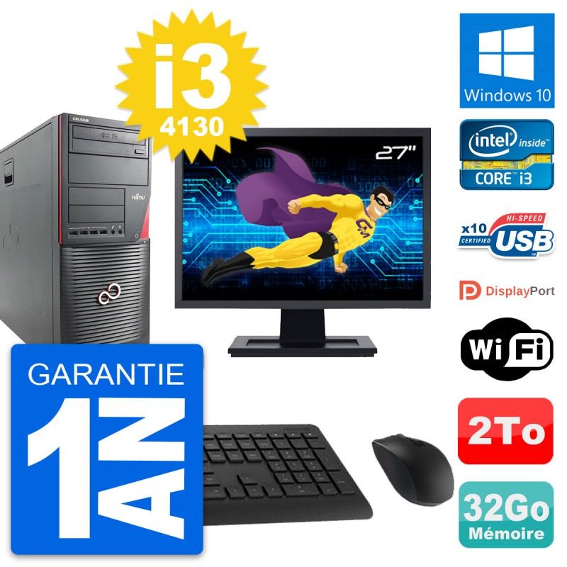 Fujitsu W530 27-Inch PC Tower - Intel i3-4130, 32GB RAM, 2TB HDD, Windows 10