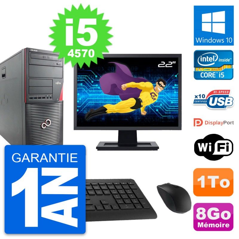 Fujitsu W530 PC Tour - 22" Screen, Intel i5-4570, 8GB RAM, 1TB Disk, Windows 10, WiFi