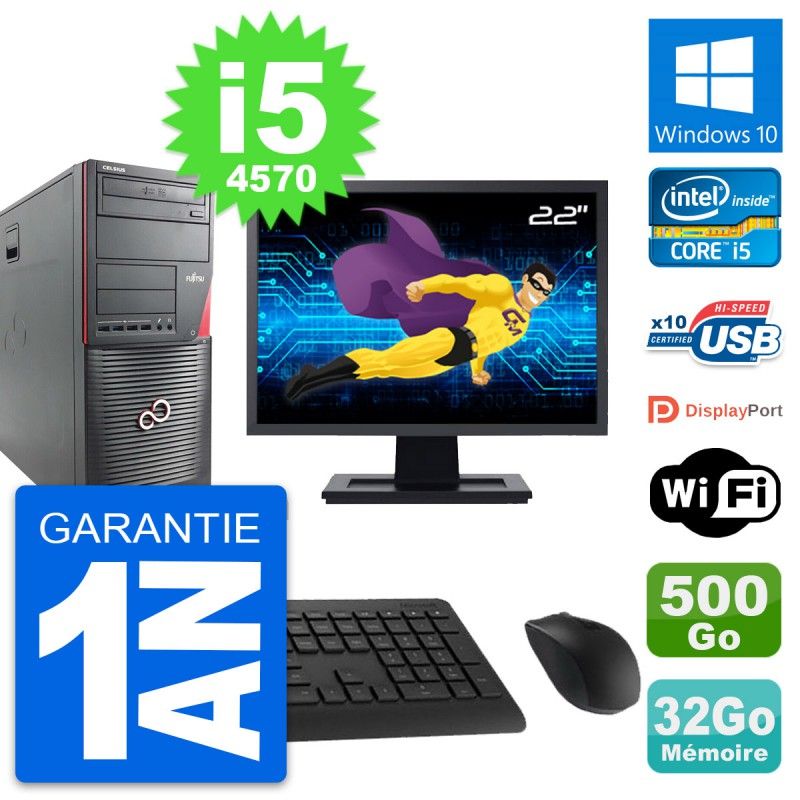 Fujitsu W530 MT 22-Inch Laptop - i5-4570, 32GB RAM, 500GB HDD, Windows 10, WiFi