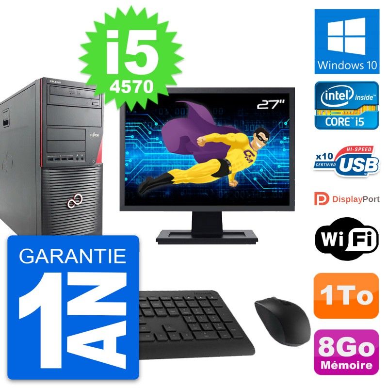 Fujitsu W530 27-inch PC Tower - Intel i5-4570, 8GB RAM, 1TB HDD, Windows 10, WiFi