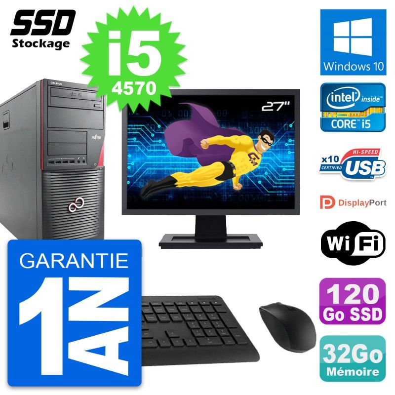 Fujitsu W530 27-Inch PC Tour - Intel i5-4570, 32GB RAM, 120GB SSD, Windows 10