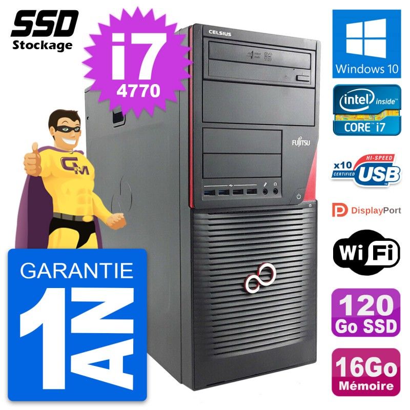 Fujitsu Celsius W530 MT - Intel i7-4770, 16GB RAM, 120GB SSD, Windows 10
